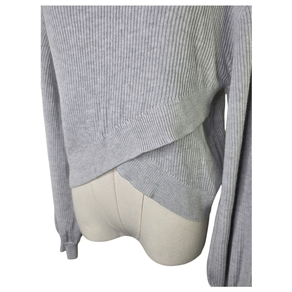 Lululemon Gray Ribbed Knit Sweater Women’s 8 Asymmetrical Hem Cashmere Blend - Picture 2 of 7